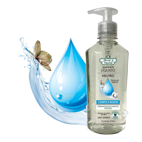 Flores & Vegetais Sabonete Líquido Neutro Pele Sensível 310ml suave hidratante