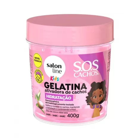 Gelatina Salon Line SOS Cachos Kids Hidratação 400g Vegano Definição Cachos