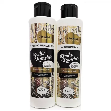 Kit Shampoo Condicionador Sou Assim Brilho Lamelar 800ml hidratação luminosidade