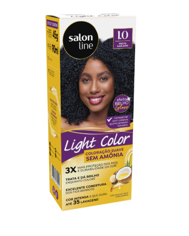 Salon Line Light Color 1.0 Preto Azulado 50g sem amônia hidratante fortalecedor