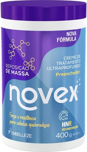 Novex Reposição de Massa Creme Tratamento 400g reconstrução brilho