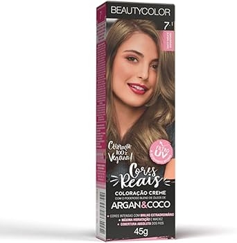 Tintura Beauty Color 7.1 Louro Natural Acinzentado 45g hidratação brilho