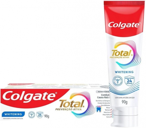Colgate Total 12 Whitening Creme Dental 90g clareador antibacteriano hálito fresco