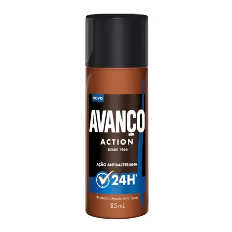 Desodorante Avanço Action Spray 24h 85ml proteção antibacteriana frescor masculino