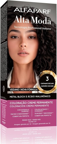 Tintura Alta Moda 3 Castanho Escuro 150g brilho cobertura