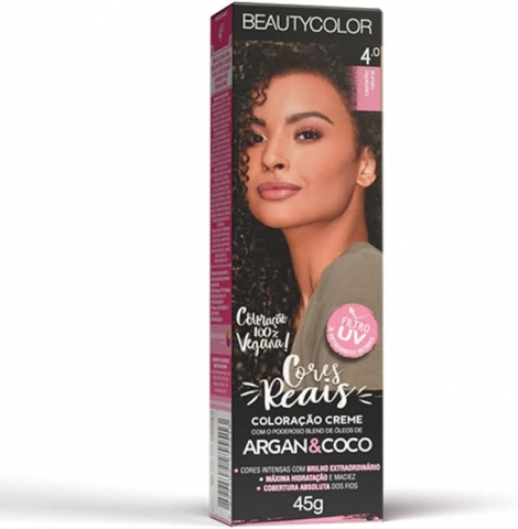 Tintura Beauty Color 4.0 Castanho Natural tubo 50g cobertura total brilho intenso