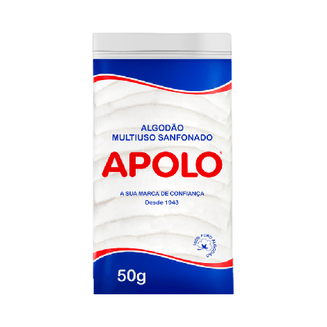 Algodão Apolo Hidrófilo Ziplock Sanfonado 50g macio absorvente