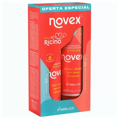 Kit Novex Doctor Rícino Shampoo Condicionador 300ml hidratação fortalecimento