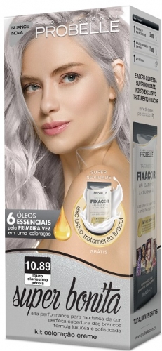 Probelle Coloração Super Bonita 10.89 Louro Claríssimo Pérola 50ml hidratação brilho