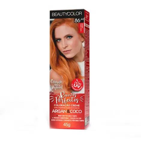 Tintura Beauty Color 86.44 Ruivo Cobre Natural 50ml brilho proteção