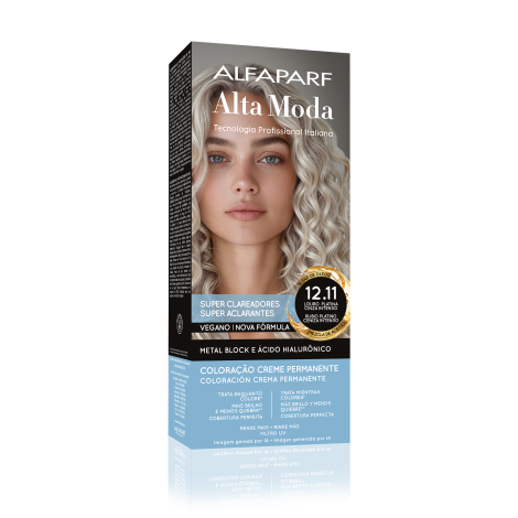 Super Clareador Alta Moda É Colore 12.11 Louro Platina Cinza Intenso 150g alta fixação cobertura perfeita