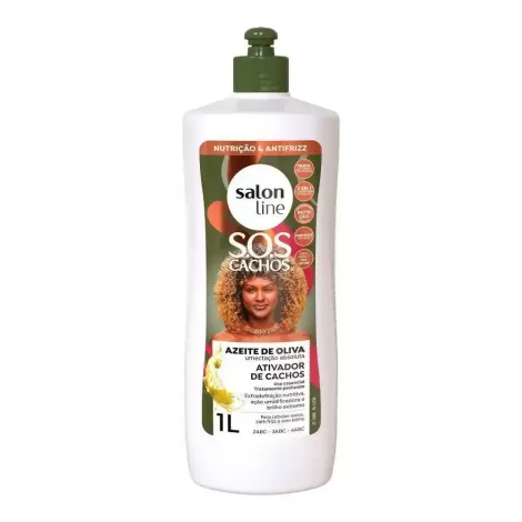 Ativador de Cachos Salon Line S.O.S Azeite de Oliva 1L nutrição antifrizz