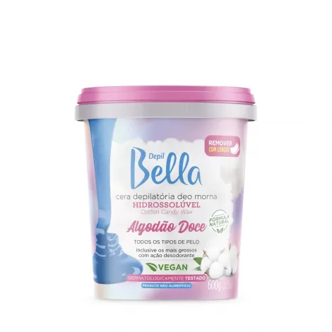 Depil Bella Cera Depilatória Morna Hidrossolúvel Algodão Doce 600g hidratante suave