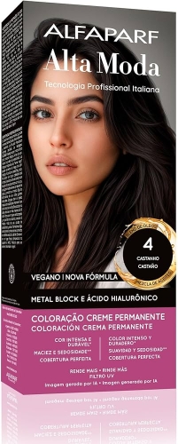 Tintura Alta Moda 4 Castanho 150g brilho cobertura