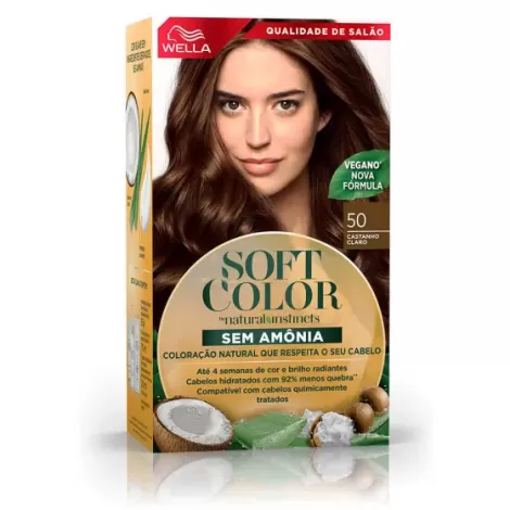 Tintura Wella Soft Color 50 Castanho Claro 35g hidratação brilho