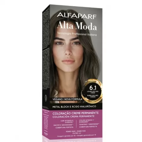 Tintura Alta Moda 6.1 Louro Escuro Cinza 150g cobertura brilho