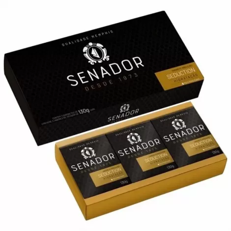 Estojo Sabonete Senador Seduction 3 unidades 130g hidratante perfumado