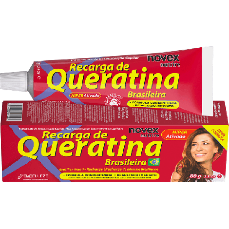 Novex Recarga Queratina Brasileira 80g reconstrução brilho