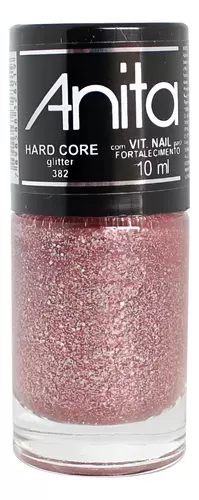 Esmalte Anita Glitter Hard Core 10ml brilho intenso vegano fortalecedor