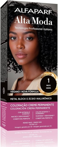 Tintura Alta Moda 1 Preto Negro 150g brilho cobertura