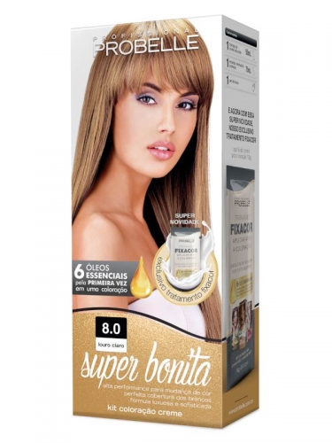 Tintura Probelle Super Bonita 8.0 Louro Claro 60ml hidratação brilho