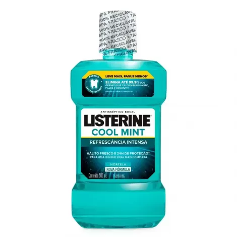 Listerine Antisséptico Bucal Cool Mint 500ml refrescante protetor