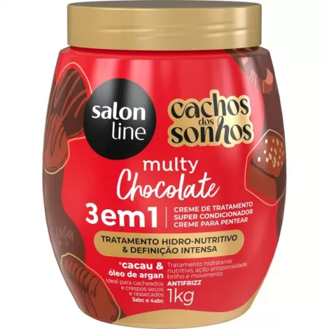 Salon Line Cachos dos Sonhos 3 em 1 1kg Chocolate hidratante antiporosidade