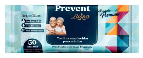 Prevent Lenço Umedecido Adulto 50 unidades hidratante suave