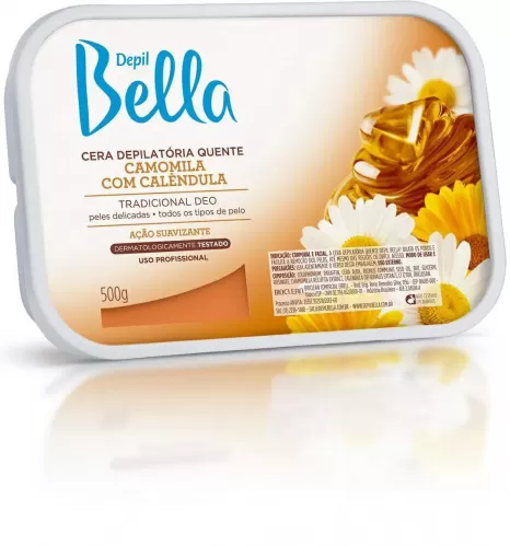 Cera Depilatória Quente Camomila com Calêndula Depil Bella 500g calmante hidratante