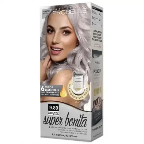Probelle Coloração Super Bonita 9.89 Louro Muito Claro Pérola 50ml hidratação brilho
