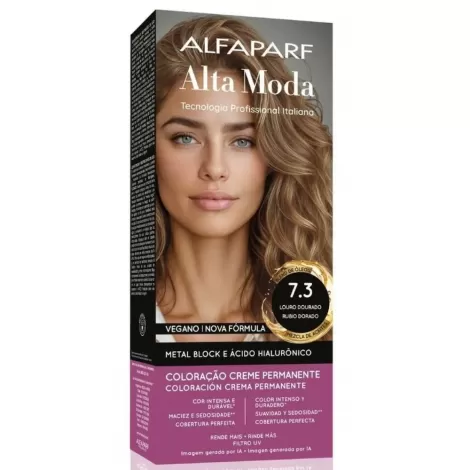 Tintura Alta Moda 7.3 Louro Dourado 150g cobertura brilho