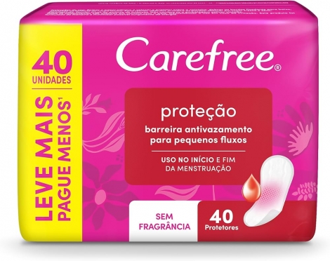 Carefree Protetor Diário proteção Neutralize Sem Perfume Sem Abas 40 unidades controle odores
