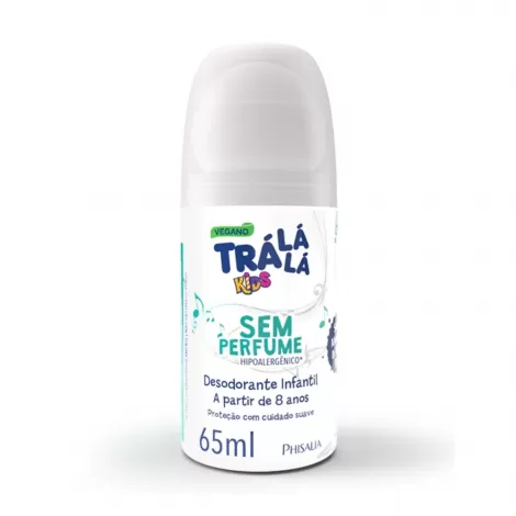 Desodorante Trá Lá Lá Kids Sem Perfume Roll-on 65ml proteção suave pele sensível