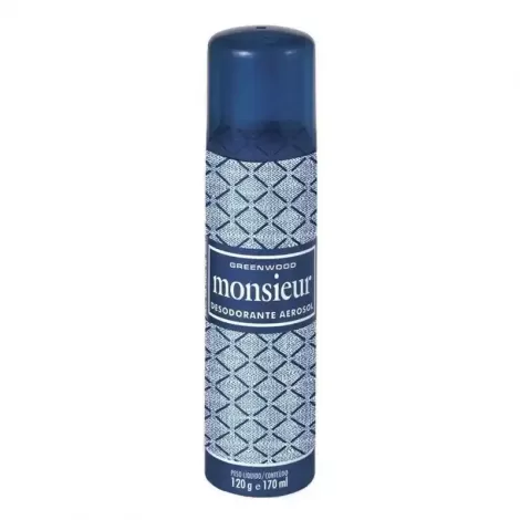 Desodorante Monsieur Fiorucci Aerosol 24h 170ml proteção eficaz fragrância robusta sofisticada