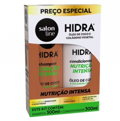 Kit Salon Line Hidra Shampoo 300ml Condicionador 300ml óleo de coco nutrição hidratação