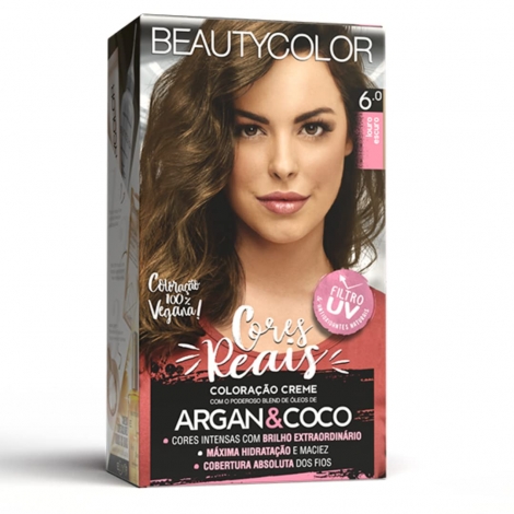 Tintura Beauty Color Kit 6.0 Louro Escuro 50g hidratação brilho