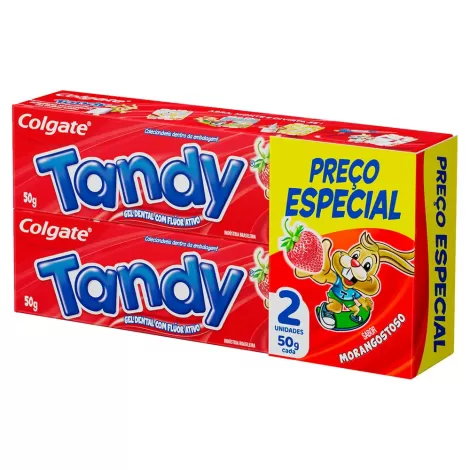 Kit 2 Gel Dental Infantil Colgate Tandy Morango 50g anticáries divertido