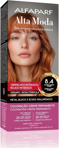 Tintura Alta Moda 8.4 Louro Claro Cobre 150g brilho cobertura